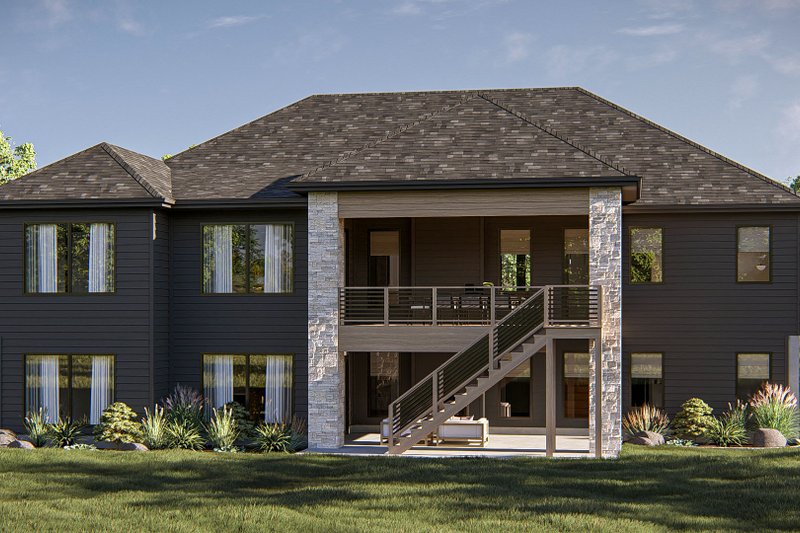 Architectural House Design - Exterior - Rear Elevation for Prairie House Plan #455-335 - 3 bed, 2.5 bath