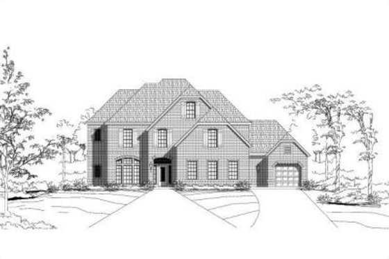 Exterior - Front Elevation for European House Plan #411-206 - 5 bed, 3 bath