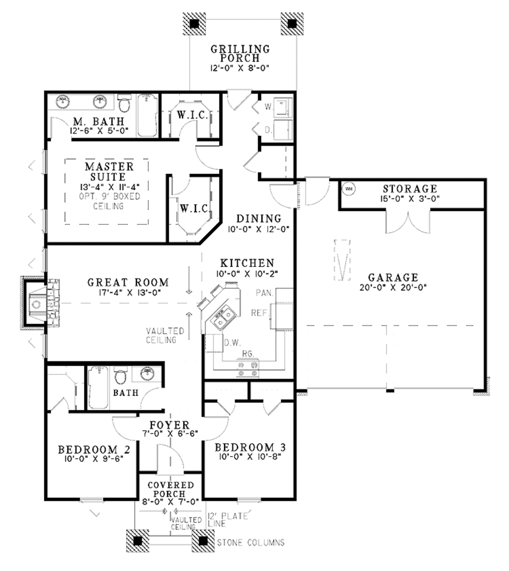 Craftsman Style House Plan 3 Beds 2 Baths 1282 Sqft Plan 17 2816