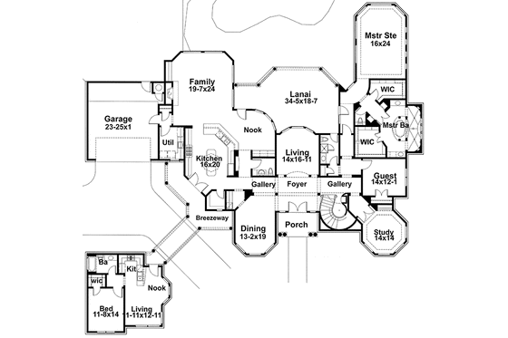 Floor Plan - Main Floor for Mediterranean House Plan #120-211 - 6 bed, 6.5 bath