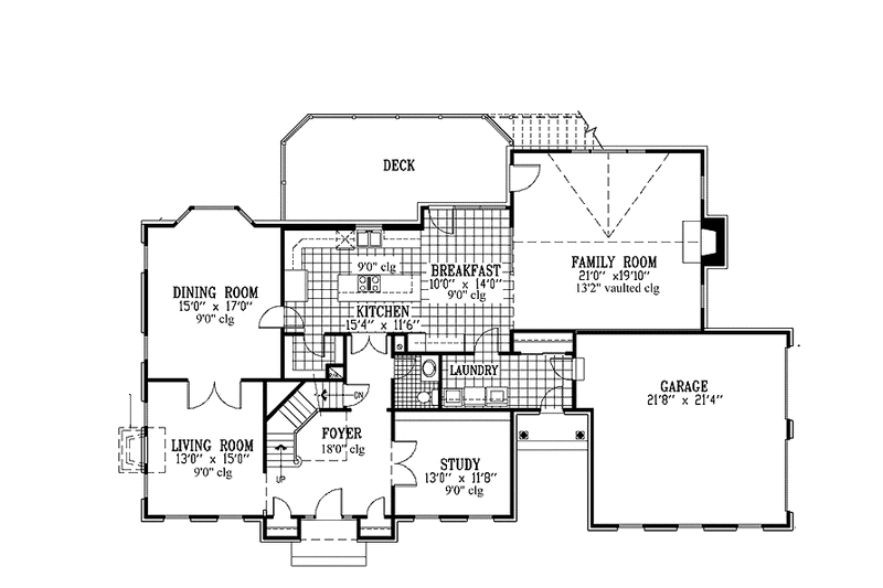 Home Plan - Floor Plan - Main Floor for Colonial House Plan #953-36 - 4 bed, 3.5 bath