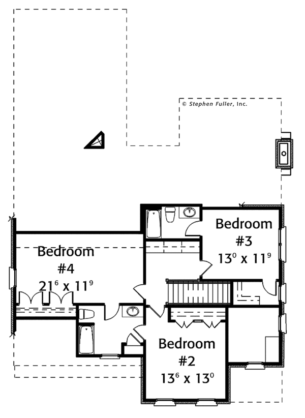 Architectural House Design - Colonial Floor Plan - Upper Floor Plan #429-326
