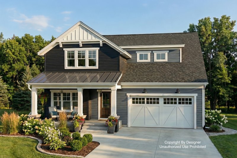 Architectural House Design - Craftsman Exterior - Front Elevation Plan #51-1356