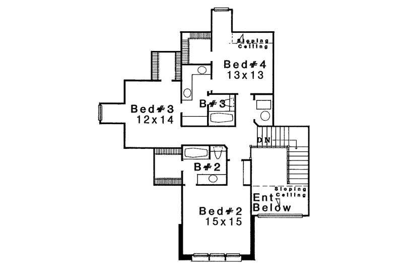 Home Plan - Floor Plan - Upper Floor for Traditional House Plan #310-1080 - 4 bed, 3.5 bath