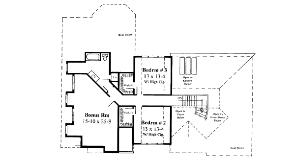 Traditional Floor Plan - Upper Floor Plan #75-170