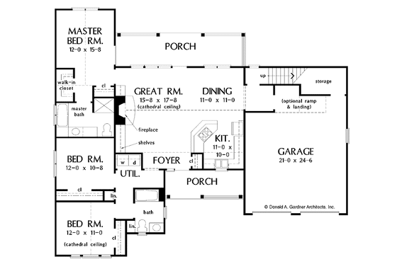 Floor Plan - Main Floor for Ranch House Plan #929-451 - 3 bed, 2 bath