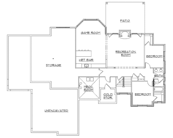 House Plan Design - Country Floor Plan - Lower Floor Plan #945-135