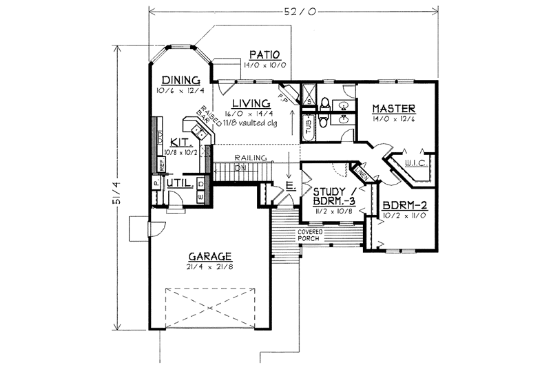 Home Plan - Floor Plan - Main Floor for Country House Plan #1037-47 - 2 bed, 2 bath
