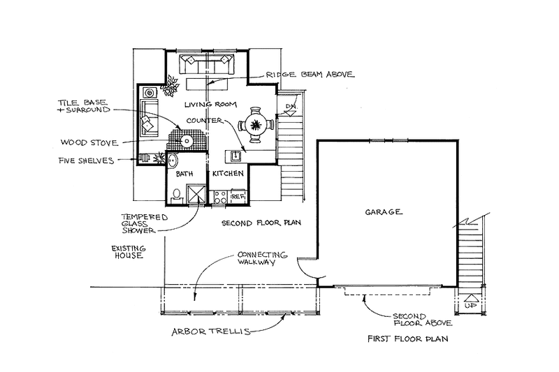 House Blueprint - Floor Plan - Main Floor for Prairie House Plan #1048-2, 0 bath