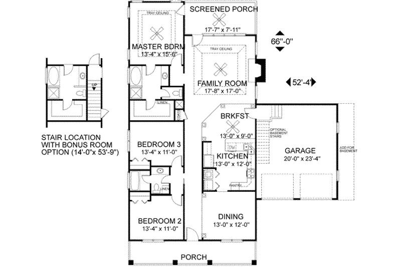 Home Plan - Floor Plan - Main Floor for Cottage House Plan #56-140 - 3 bed, 2 bath