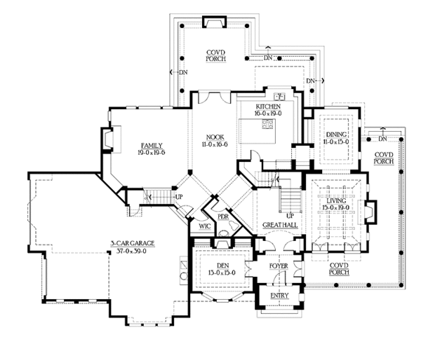 Home Plan - Craftsman Floor Plan - Main Floor Plan #132-510