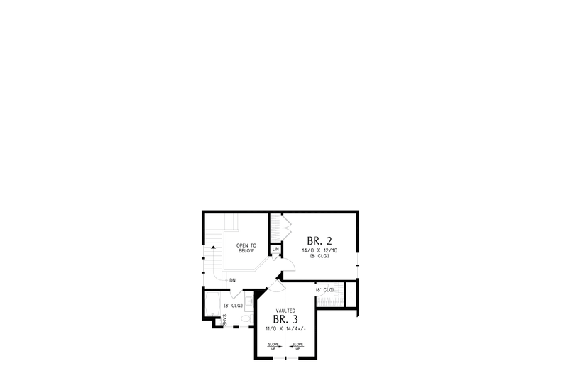 House Blueprint - Floor Plan - Upper Floor for European House Plan #48-1207 - 3 bed, 2.5 bath