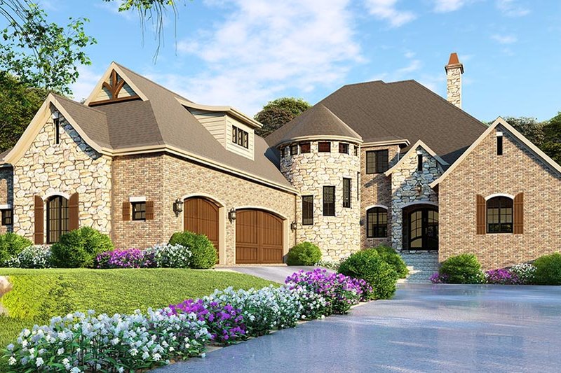Dream House Plan - Exterior - Front Elevation 4 for European House Plan #923-111 - 5 bed, 3.5 bath