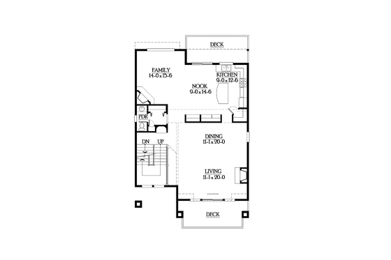 Floor Plan - Main Floor for Craftsman House Plan #132-559 - 4 bed, 3.5 bath