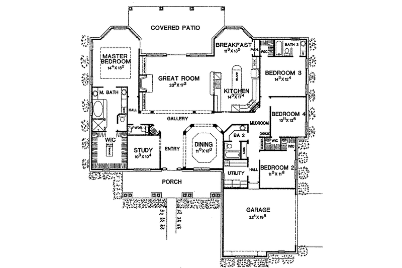 Architectural House Design - Floor Plan - Main Floor for Country House Plan #472-248 - 4 bed, 3.5 bath