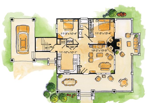 Home Plan - Cabin Floor Plan - Main Floor Plan #942-22