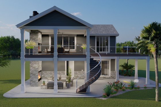 Exterior - Rear Elevation 2 for Traditional House Plan #1060-76 - 1 bed, 2.5 bath