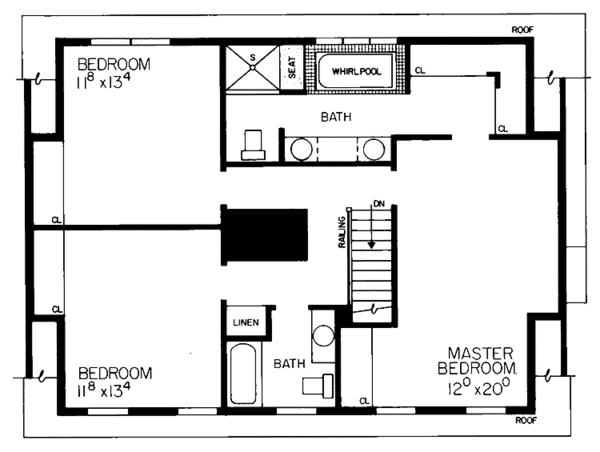 Architectural House Design - Classical Floor Plan - Upper Floor Plan #72-811