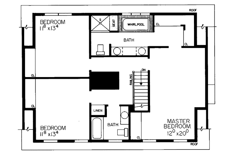 Home Plan - Floor Plan - Upper Floor for Classical House Plan #72-811 - 3 bed, 2.5 bath