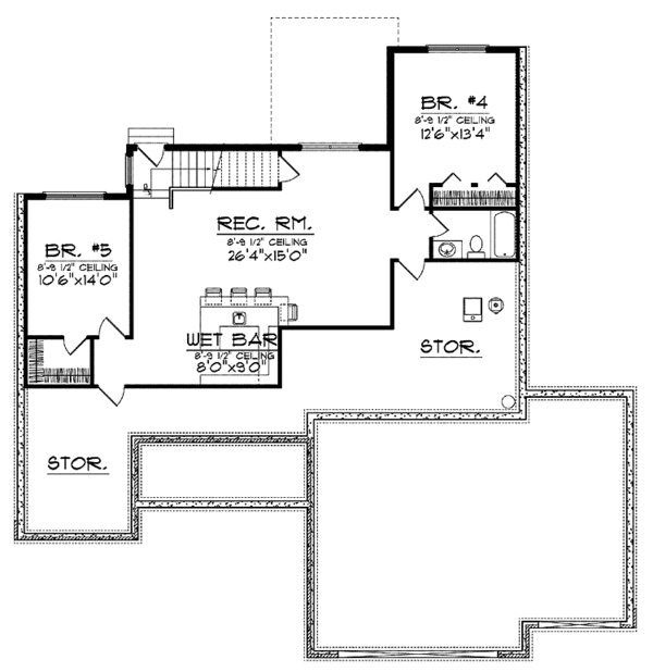 Architectural House Design - Country Floor Plan - Lower Floor Plan #70-1404