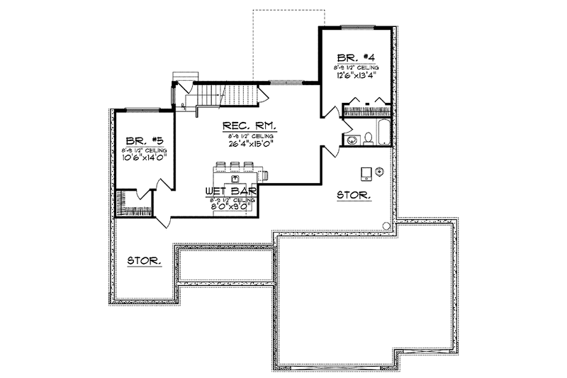 Architectural House Design - Floor Plan - Lower Floor for Country House Plan #70-1404 - 5 bed, 3 bath