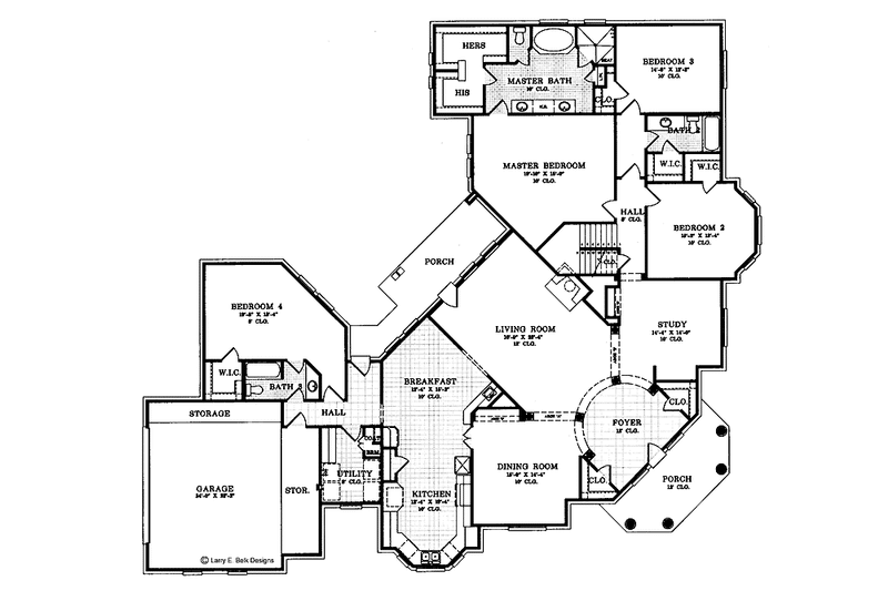 Home Plan - Floor Plan - Main Floor for European House Plan #952-28 - 4 bed, 3 bath