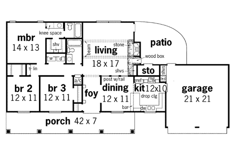 Home Plan - Floor Plan - Main Floor for Traditional House Plan #45-106 - 3 bed, 2 bath