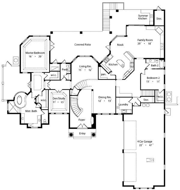 House Design - Mediterranean Floor Plan - Main Floor Plan #417-760