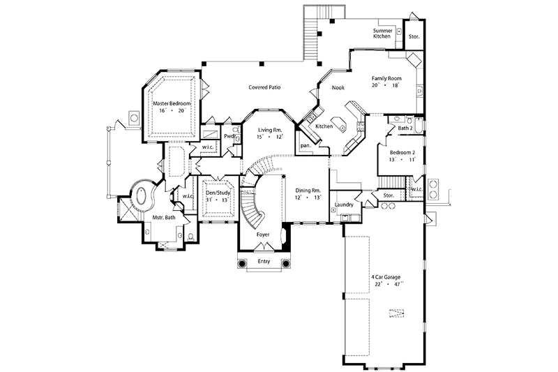Dream House Plan - Floor Plan - Main Floor for Mediterranean House Plan #417-760 - 4 bed, 4.5 bath
