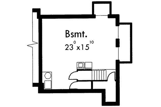 Floor Plan - Lower Floor for Traditional House Plan #303-378 - 3 bed, 2.5 bath
