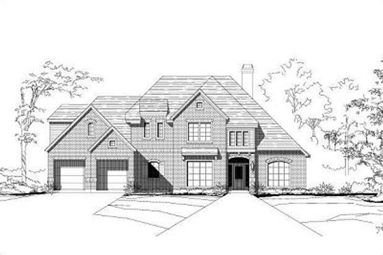 Exterior - Front Elevation for European House Plan #411-434 - 4 bed, 3.5 bath