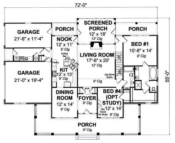 Architectural House Design - Farmhouse Floor Plan - Main Floor Plan #513-2050
