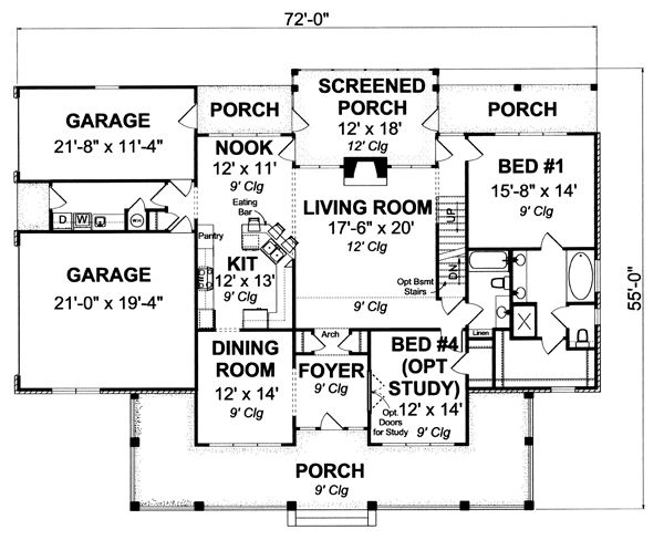 House Blueprint - Farmhouse Floor Plan - Main Floor Plan #513-2050