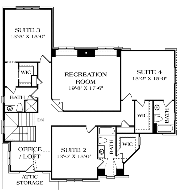 House Blueprint - European Floor Plan - Upper Floor Plan #453-576