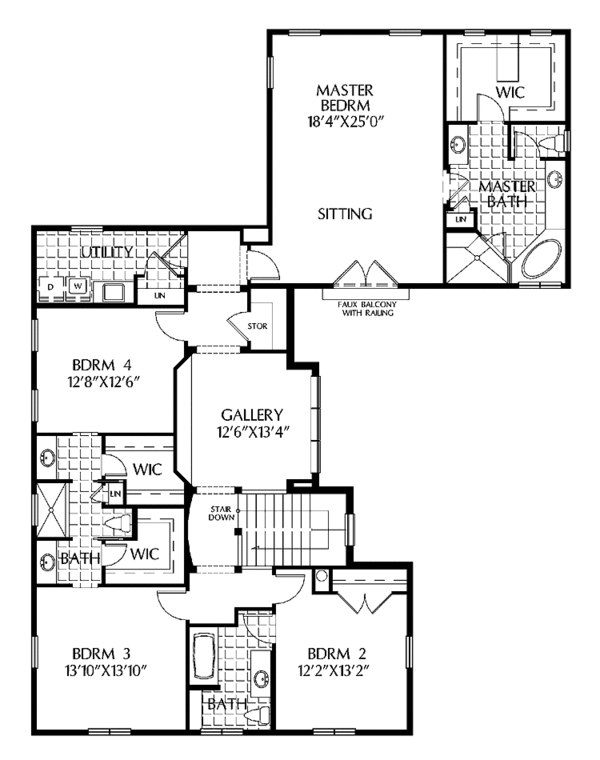 House Plan Design - Mediterranean Floor Plan - Upper Floor Plan #999-135