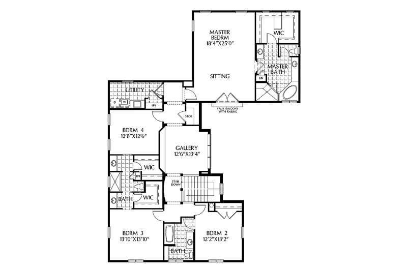 Home Plan - Floor Plan - Upper Floor for Mediterranean House Plan #999-135 - 4 bed, 3 bath