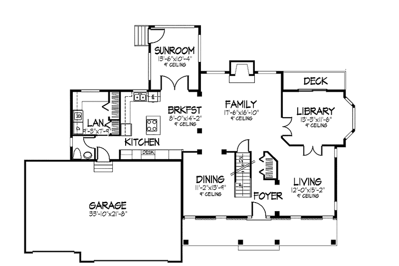 Home Plan - Floor Plan - Main Floor for Country House Plan #320-894 - 4 bed, 2.5 bath