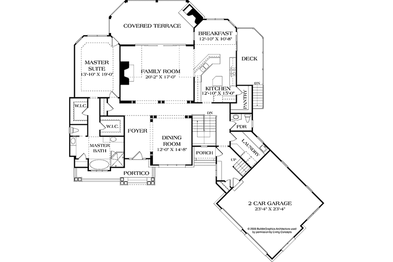 House Blueprint - Floor Plan - Main Floor for Craftsman House Plan #453-577 - 4 bed, 4 bath