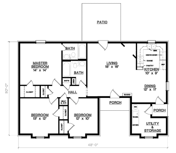 House Plan Design - Ranch Floor Plan - Main Floor Plan #45-551