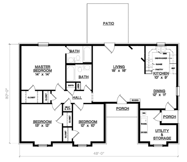 Home Plan - Ranch Floor Plan - Main Floor Plan #45-551