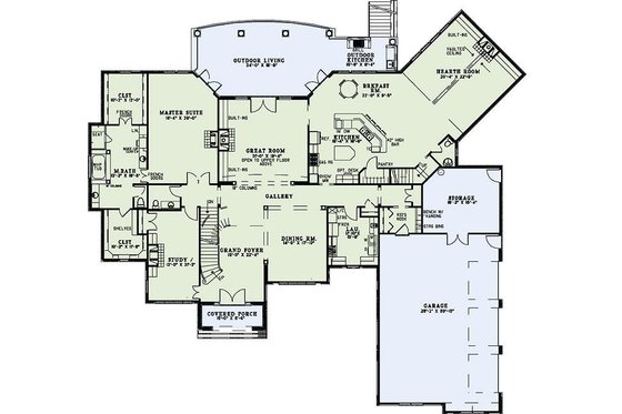Floor Plan - Main Floor for European House Plan #17-2460 - 6 bed, 7.5 bath