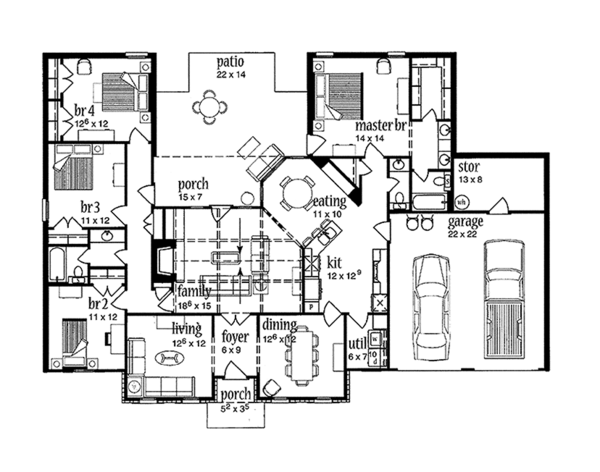 Home Plan - Colonial Floor Plan - Main Floor Plan #36-562