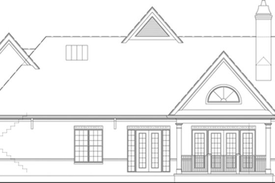 Exterior - Rear Elevation 1 for European House Plan #119-420 - 3 bed, 2 bath