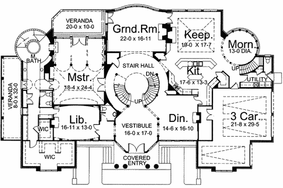 Floor Plan - Main Floor for Classical House Plan #119-181 - 5 bed, 5.5 bath