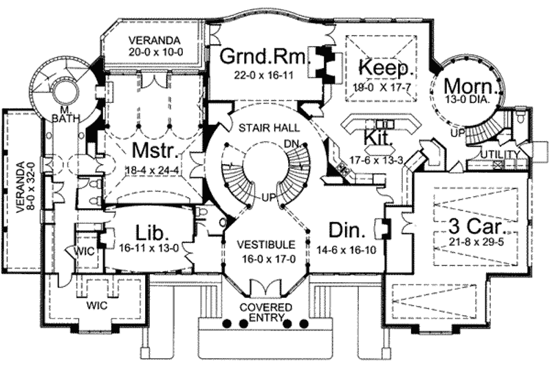 Home Plan - Floor Plan - Main Floor for Classical House Plan #119-181 - 5 bed, 5.5 bath