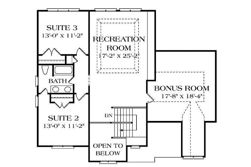 Home Plan - Floor Plan - Upper Floor for Colonial House Plan #453-289 - 3 bed, 2.5 bath