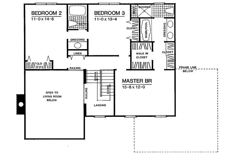 House Blueprint - Floor Plan - Upper Floor for Contemporary House Plan #72-1068 - 3 bed, 2.5 bath