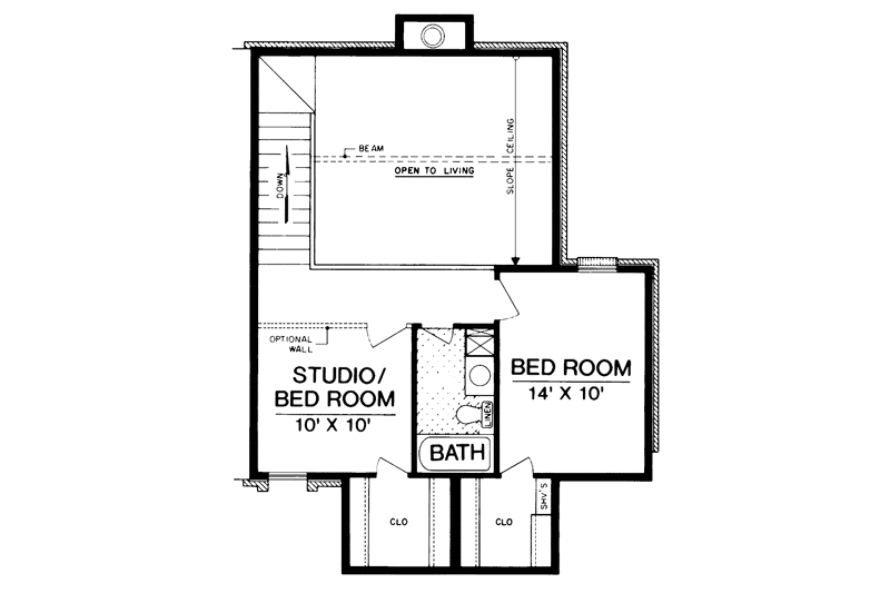 Home Plan - Floor Plan - Upper Floor for European House Plan #45-542 - 2 bed, 2 bath