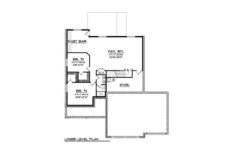 House Blueprint - Floor Plan - Lower Floor for Traditional House Plan #70-1550 - 4 bed, 3 bath