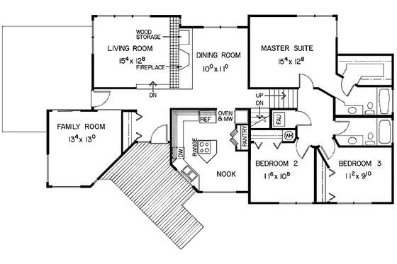Floor Plan - Main Floor for Contemporary House Plan #60-942 - 3 bed, 1.5 bath